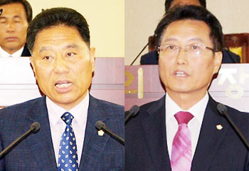 아산시의회 유기준 의장(왼쪽)-김진구 부의장.