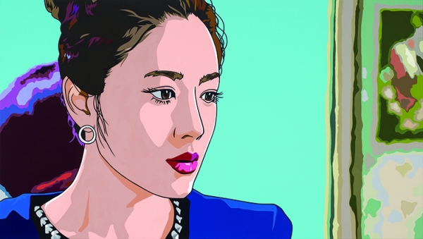 이동기 작가의 작품: 귀걸이를 한 여인 Woman with an Earring, 2014, Acrylic on canvas, 90 X160 cm