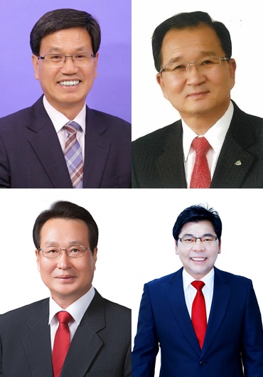 지방선거 청양군수 대진표가 나왔다. 왼쪽위부터 김동곤, 이석화, 김의환,이기성 예비후보(정당순)