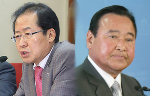 홍준표 자유한국당 대표(왼쪽)와 이완구 전 총리.
