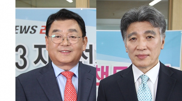 박성효 자유한국당 대전시장 후보(왼쪽)와 남충희 바른미래당 대전시장 후보. 자료사진.