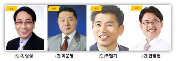 더불어민주당 아산지역 충남도의원 후보들이 선거구 4곳 모두에서 당선됐다.