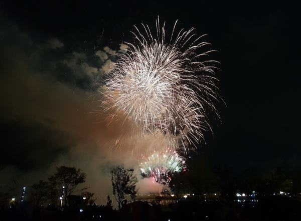 9일 오후 9시 폐막불꽃쇼가 세종호수공원 주무대에서 노을음악회가 끝나면서 펼쳐져 관람객들에게 아름다운 밤을 선사했다.