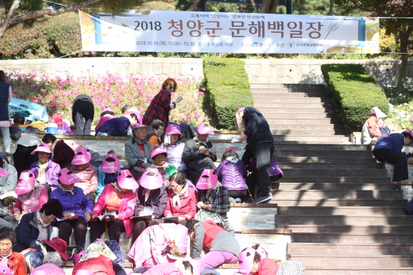 18일 청양군이 충북도 청주시 청남대에서 문해학습자, 문해교육사, 기관·단체장 등 400여명이 참석한 가운데 2018 문해백일장을 펼쳤다.