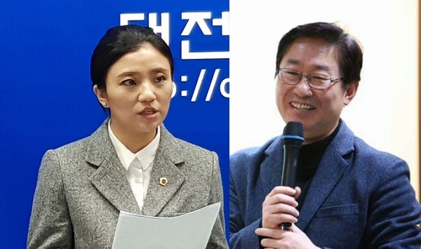 김소연 대전시의원(왼쪽)과 박범계 국회의원. 자료사진