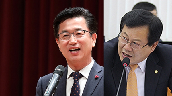 허태정 대전시장(왼쪽)과 이은권 자유한국당 의원. 자료사진.
