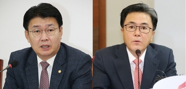 자유한국당 정용기 정책위의장(왼쪽)과 김태흠 의원. 자료사진