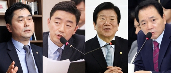 왼쪽부터 더불어민주당 김종민, 강훈식, 박병석 의원. 자유한국당 성일종 의원.
