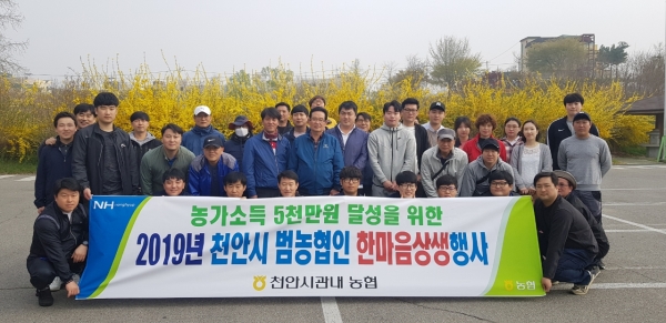 농협천안시지부는 지난 17일부터 천안지역 농협임직원, 여성조직단체와 합동으로 천안배꽃 인공수분 농촌 일손돕기에 나섰다.