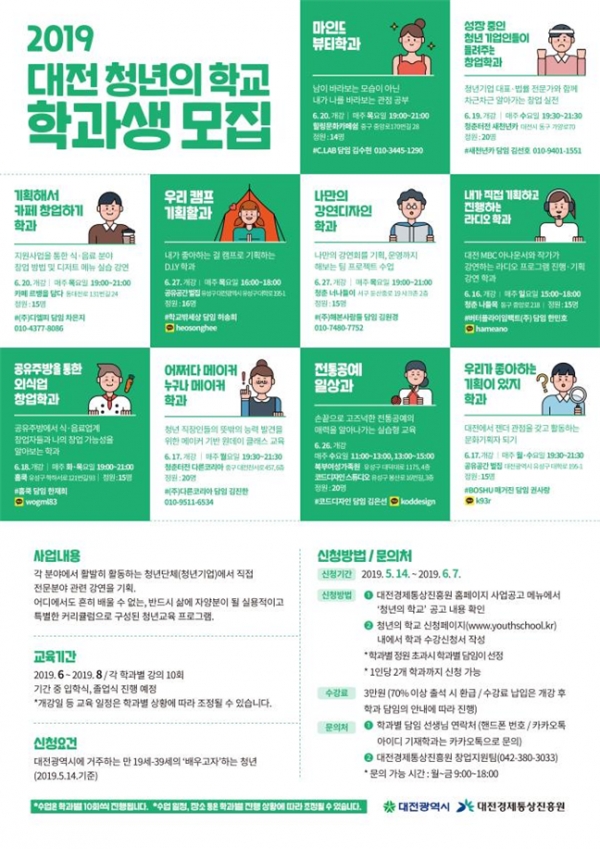 2019 대전 청년의 학교 홍보포스터/대전시 제공.