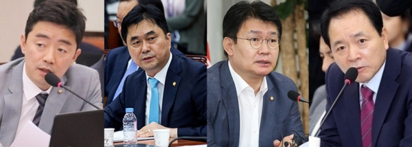 왼쪽부터 더불어민주당 강훈식-김종민 의원, 자유한국당 정용기-성일종 의원.