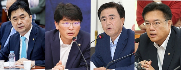 왼쪽부터 김종민-박완주 더불어민주당 의원, 김태흠-정진석 자유한국당 의원.