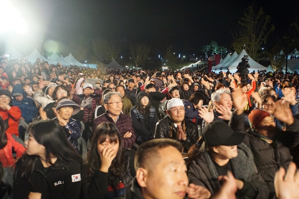 9일 제7회 세종축제 폐회식이 호수공원에서 열린 가운데 이춘희 시장이 폐회사를 하고 있다.