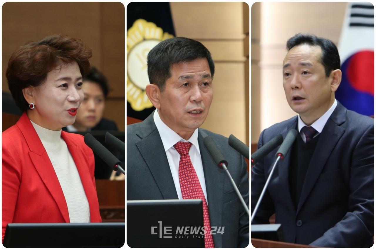 (왼쪽부터) 박남주, 이교희, 이준용 천안시의회 의원.