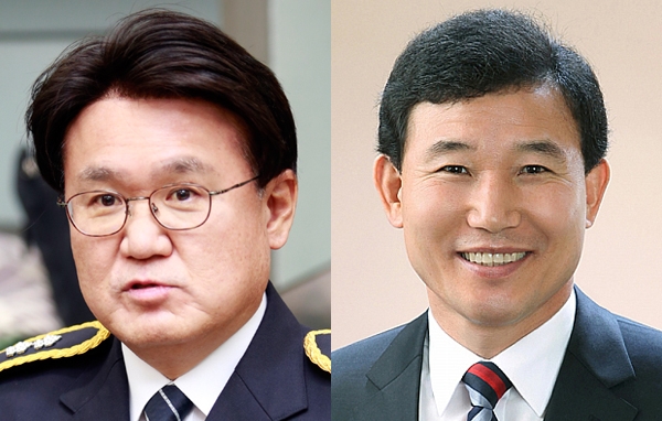 내년 총선 출마가 예상되는 황운하 대전경찰청장(왼쪽)과 박용갑 중구청장(오른쪽).