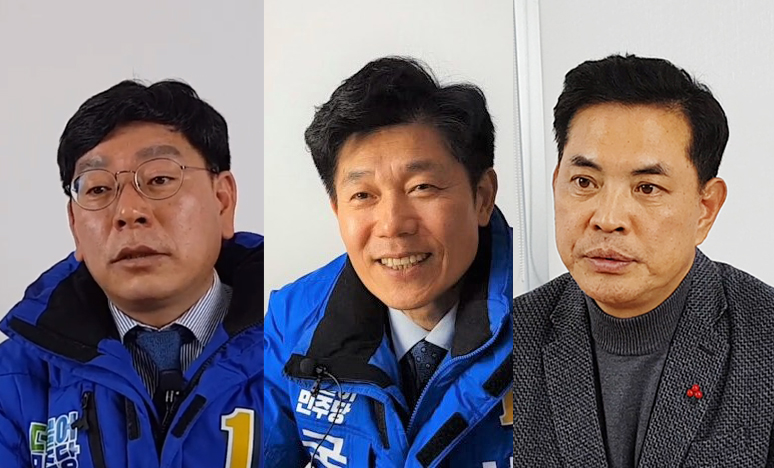 왼쪽부터 더불어민주당 대전 대덕구 최동식, 박종래, 박영순 예비후보.