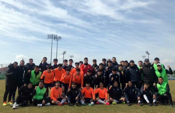 경남 남해에서 2차 동계훈련을 진행한 대전하나시티즌 선수들. 대전은 이번 2차 동계훈련에서 K리그1 팀을 상대로 승리를 거두며 자신감을 갖게 됐다.