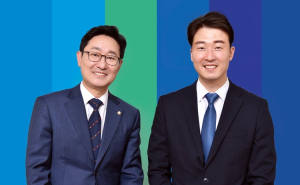 박범계 국회의원(왼쪽) 보좌관인 박수빈(오른쪽)씨가 대전시의원 보궐선거에 출마한다.