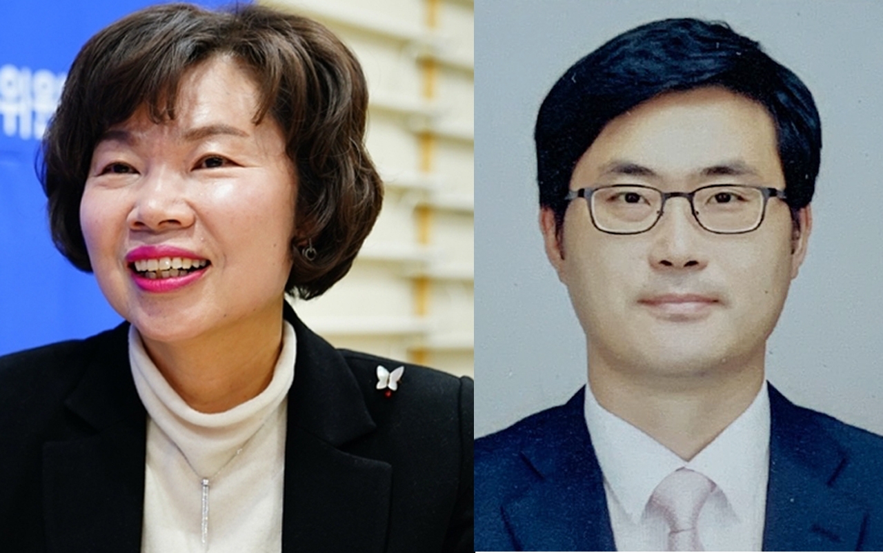 충남 천안병 박양숙(왼쪽) 전 서울시 정무수석과 이정만 변호사.