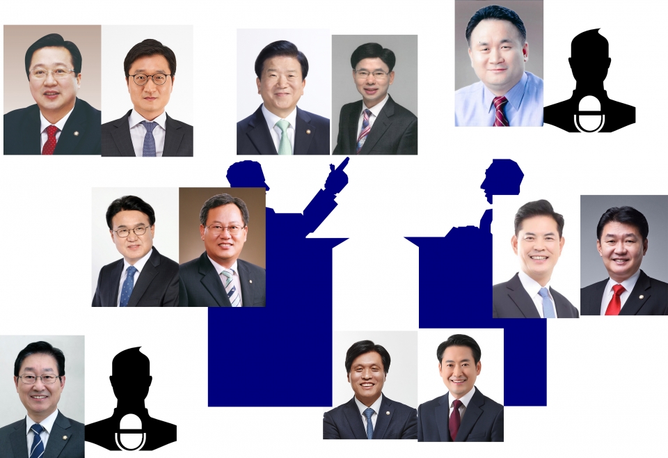 대전지역 7개 선거구, 총선 후보자들. 13일 기준 미래통합당 2명의 후보는 아직 확정되지 않았다. 자료사진.