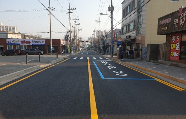 신탄진볼링센터~덕암동 자연애마트 도로 정비 완료 모습
