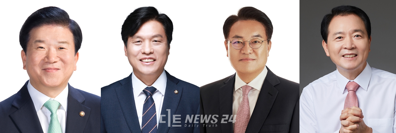 왼쪽부터 박병석‧조승래 더불어민주당 의원, 정진석‧성일종 미래통합당 의원.