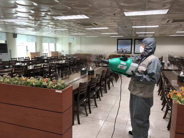 사진=확진자가 이용한 대전교육청 구내식당 방역 모습