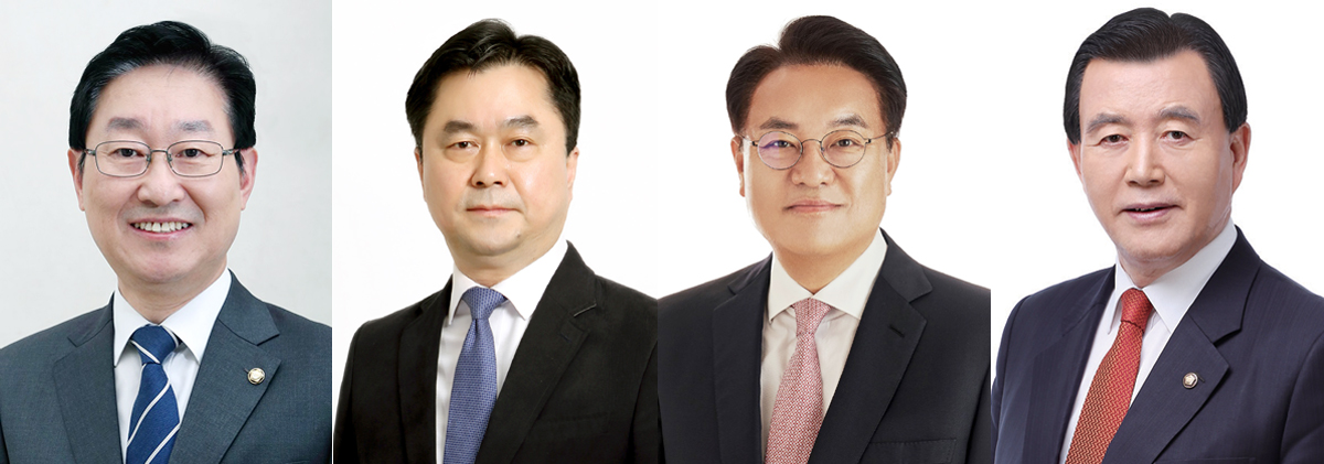 왼쪽부터 박범계‧김종민 더불어민주당 의원, 정진석‧홍문표 국민의힘 의원.