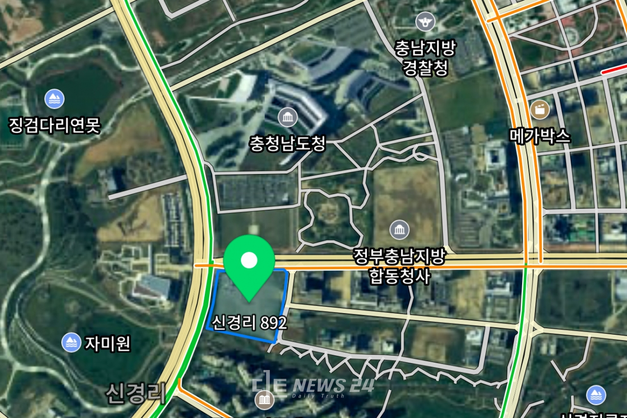 KBS가 매입한 충남 내포신도시 내 충남방송국 설립 부지. 네이버 지도 캡쳐.