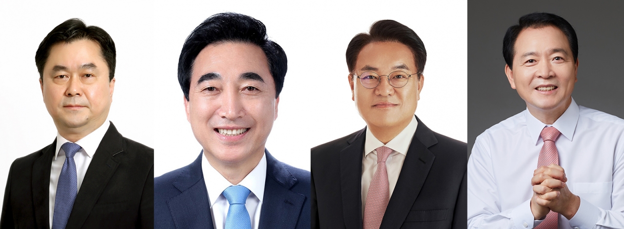왼쪽부터 더불어민주당 김종민 의원, 박수현 홍보소통위원장, 정진석·성일종 국민의힘 의원.
