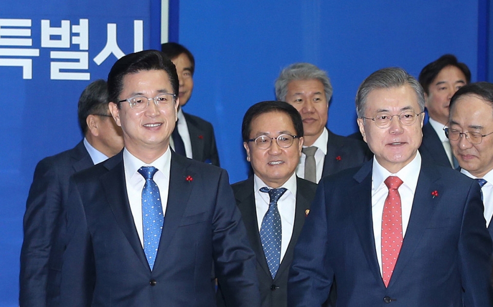 지난 2019년 1월 대전을 방문한 문재인 대통령. 자료사진.