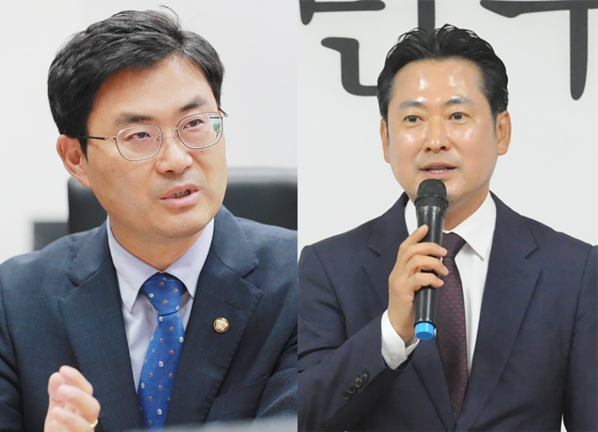 이정문 더불어민주당 의원(왼쪽)과 장동혁 국민의힘 대전시당위원장.