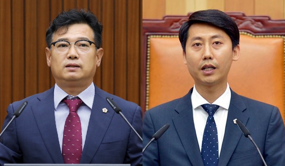 (왼쪽부터) 더불어민주당 김원식 세종시의원, 이태환 세종시의장.