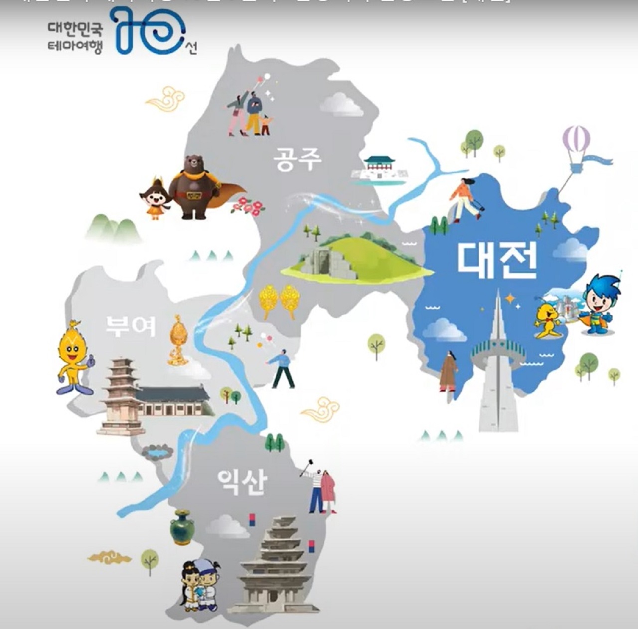 (사)한국관광개발연구원이 선정한 대한민국 테마여행 10선의 9권역에 속하는 ‘대전·익산·공주·부여’. 연구원 제공. 