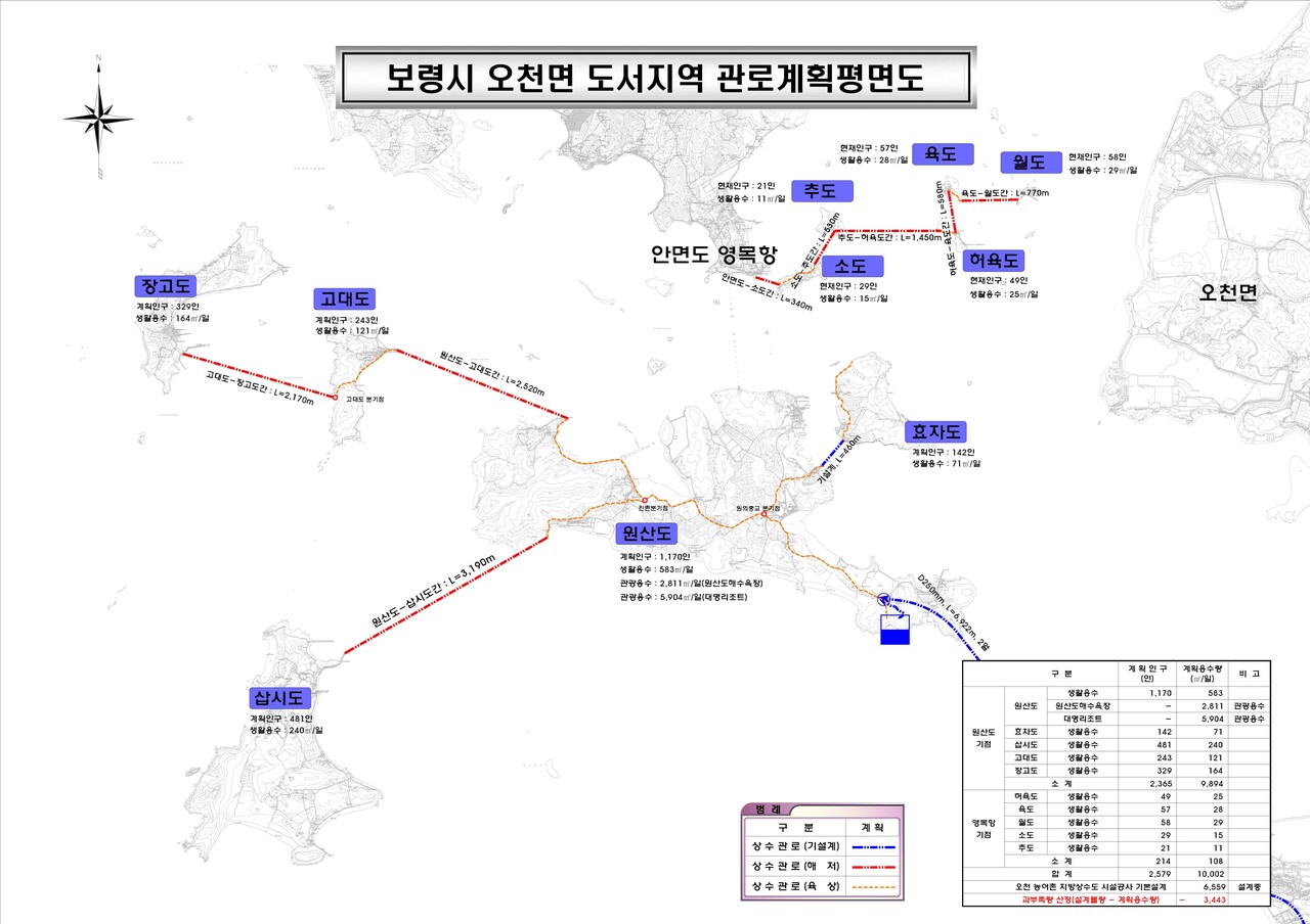 보령시 도서지역 관로계획평면도. 보령시 제공.