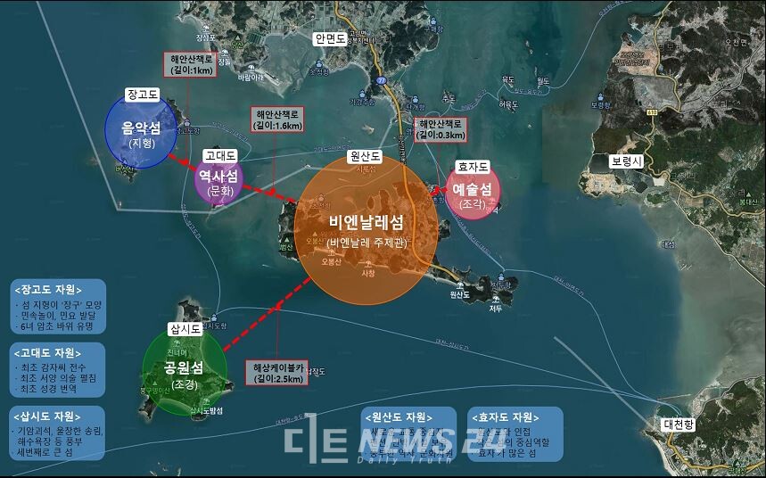 원산도 주변 섬 위치도. 보령시 제공. 