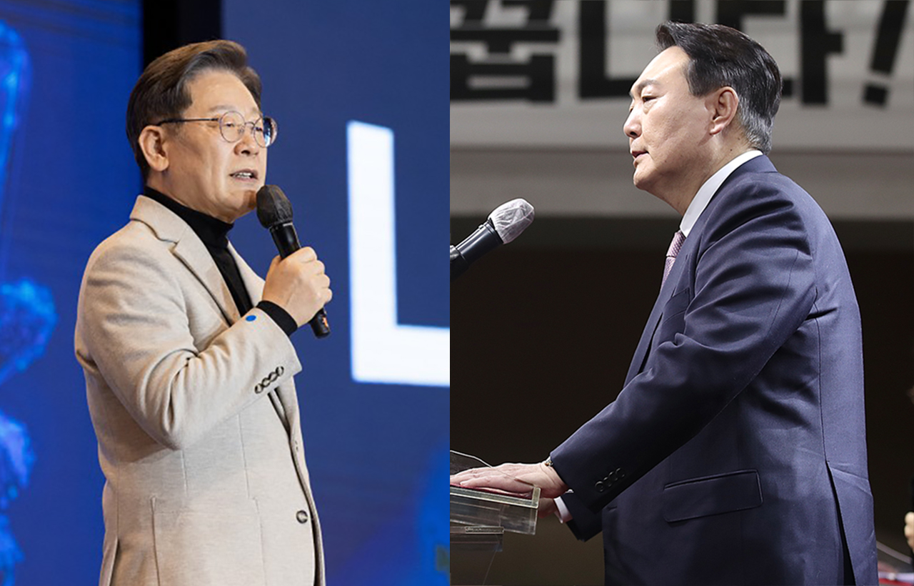 이재명 더불어민주당 대선 후보(왼쪽)와 윤석열 국민의힘 대선 후보.