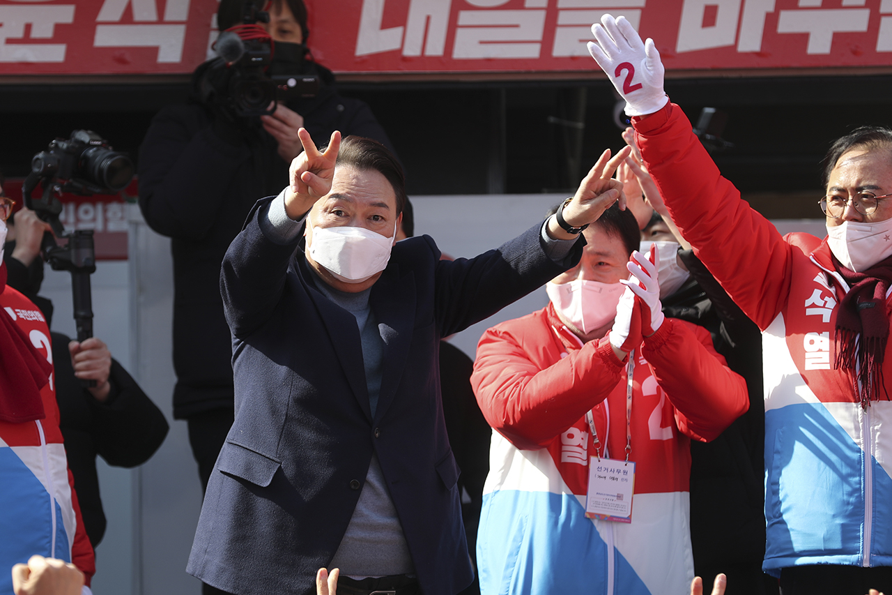 지난 22일 윤석열 국민의힘 대선 후보의 충남 서산 유세 현장 모습. 국민의힘 선대본부 제공.