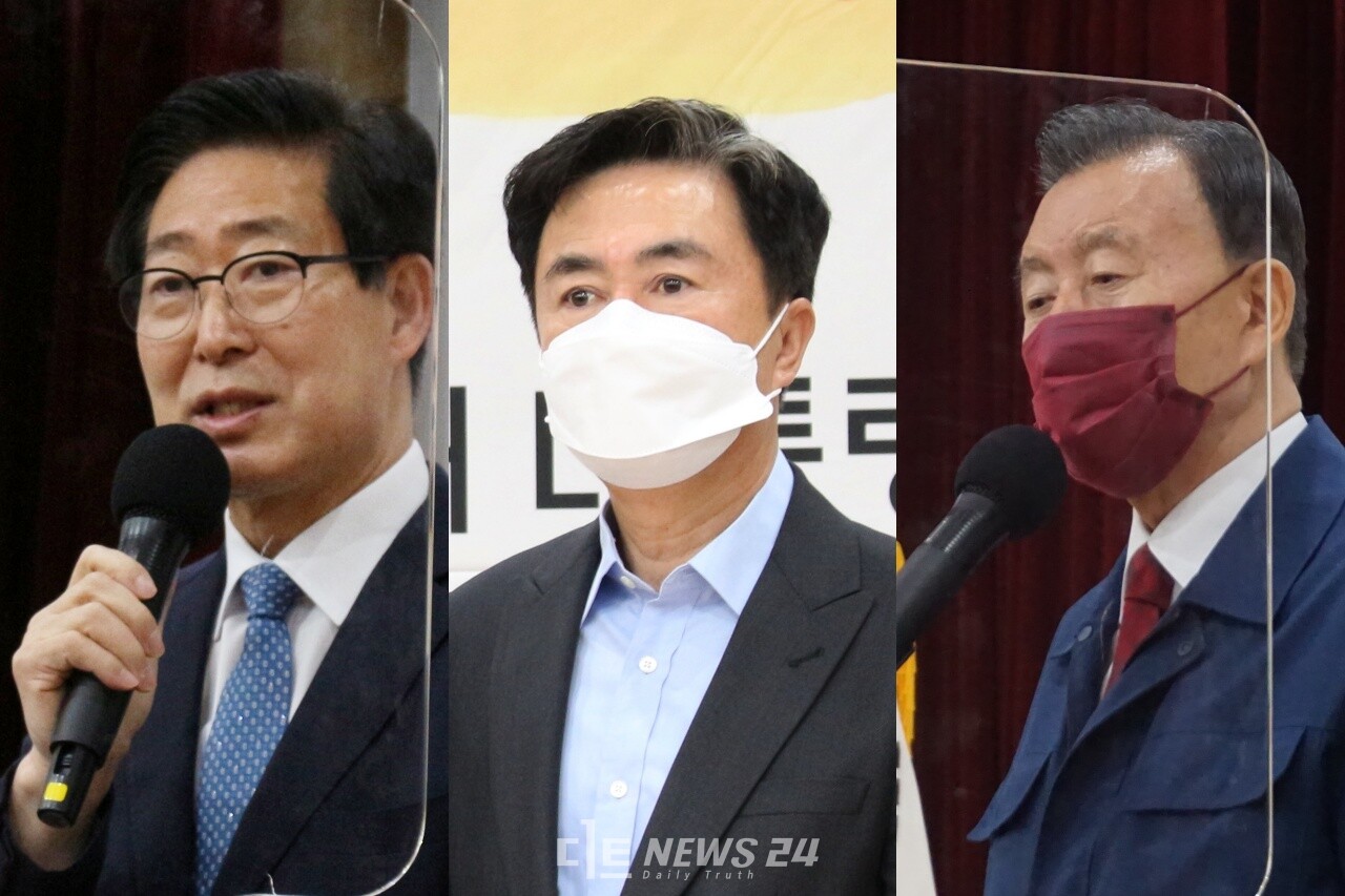 왼쪽부터 양승조 충남지사, 국민의힘 김태흠 국회의원, 홍문표 국회의원. 
