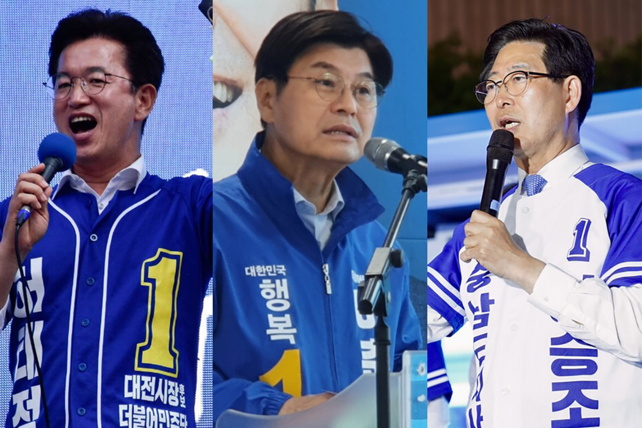 왼쪽부터 허태정 대전시장, 이춘희 세종시장, 양승조 충남지사.