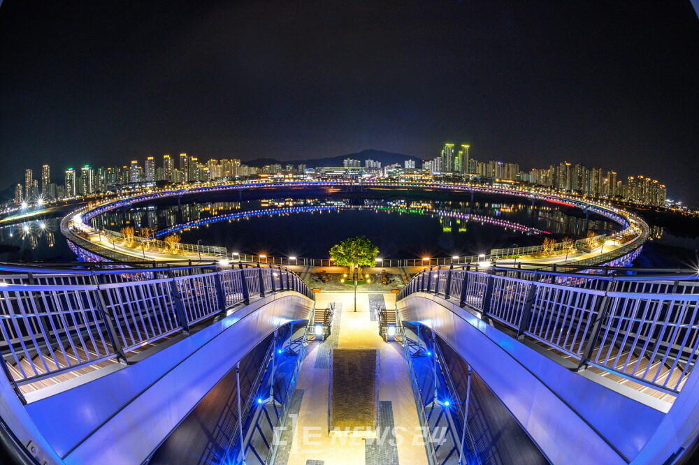 시민사회가 기대를 걸고 있는 또 다른 부문은 금강 보행교와 세종보, 금강 친수시설 도입 등으로 모아진다. 사진은 금강 보행교 야경. 세종시 제공. 