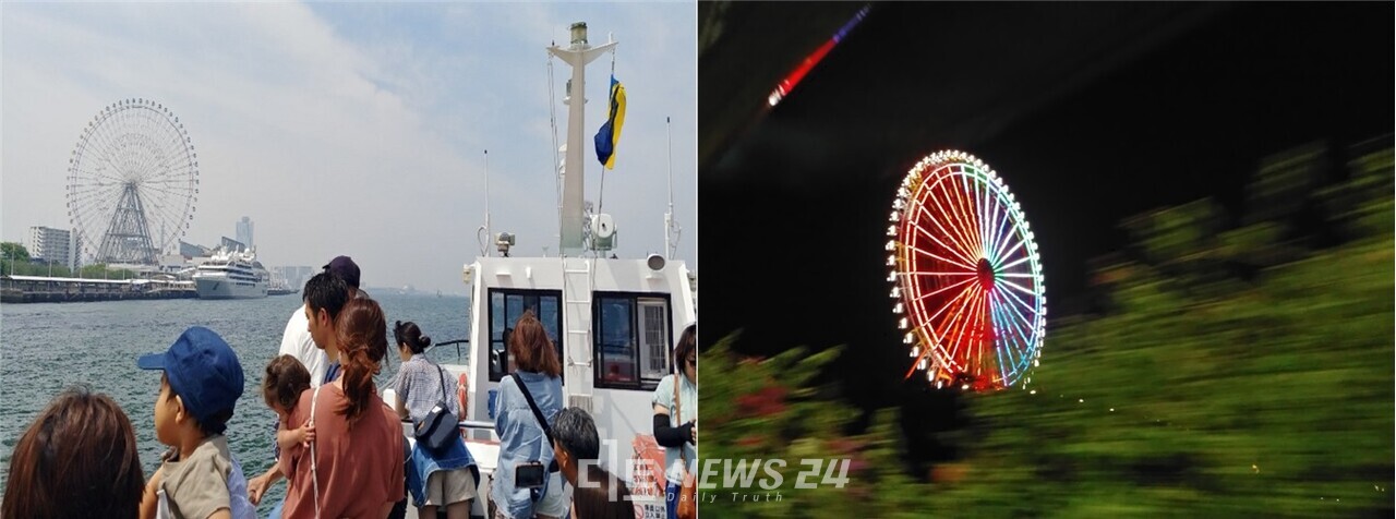 일본 오사카 덴포잔 소재 대관람차(좌)와 베트남 나트랑 소재 빈펄랜드 대관람차 야경(우). 자료사진. 