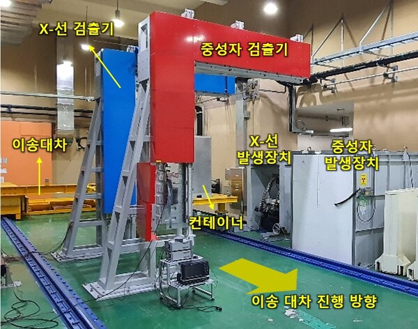 한국원자력연구원이 개발한 항공화물용 복합방사선 보안검색기 시작품.