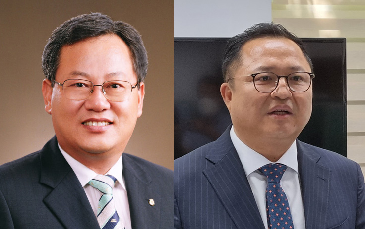 국민의힘 대전시당위원장 후보로 등록한 이은권 중구 당협위원장(왼쪽)과 조수연 서구갑 당협위원장. 자료사진.