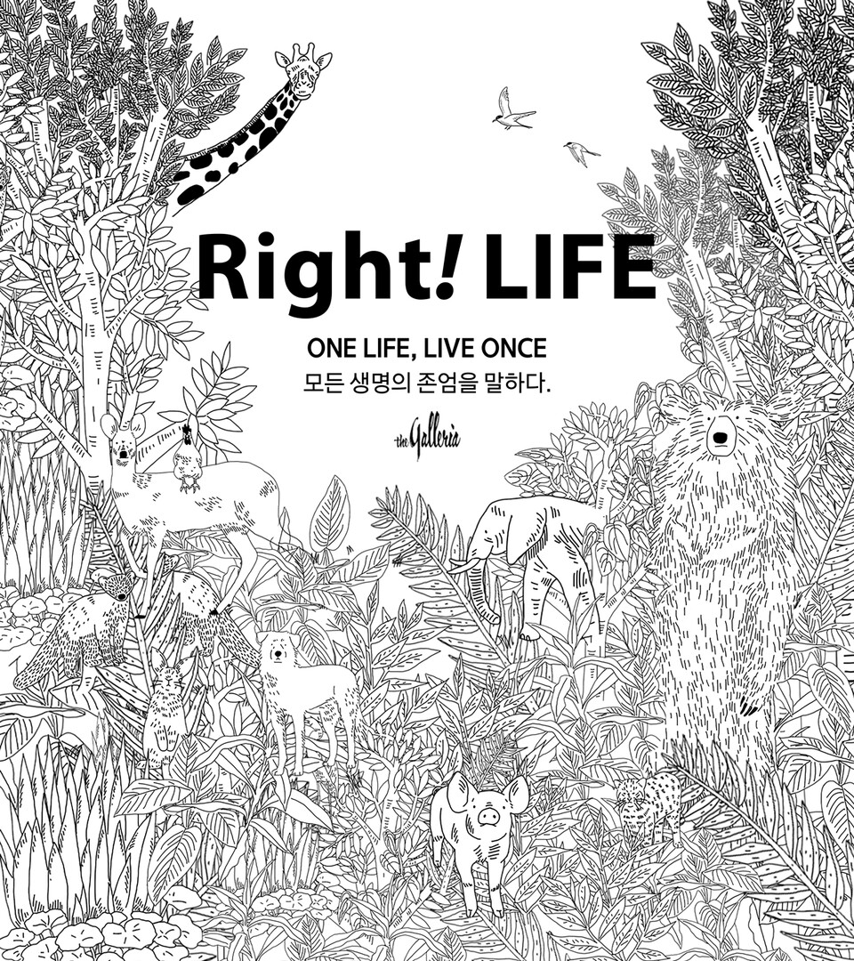 생명 존중 캠페인 ‘라잇!라이프(Right! LIFE)’ 메인비주얼. 갤러리아타임월드 제공.