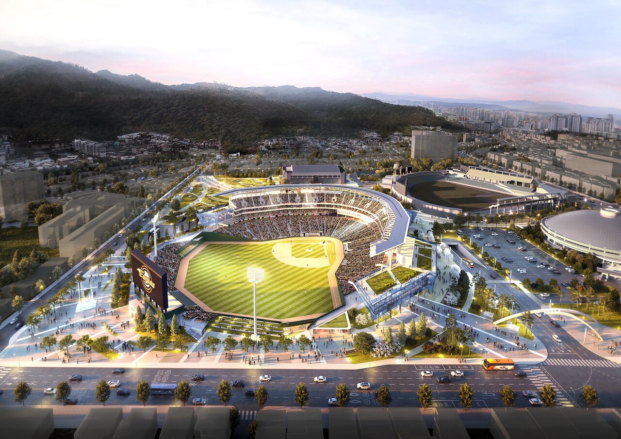 민선7기 발표된 기존 베이스볼 드림파크 실시설계 조감도. 대전시 제공.
