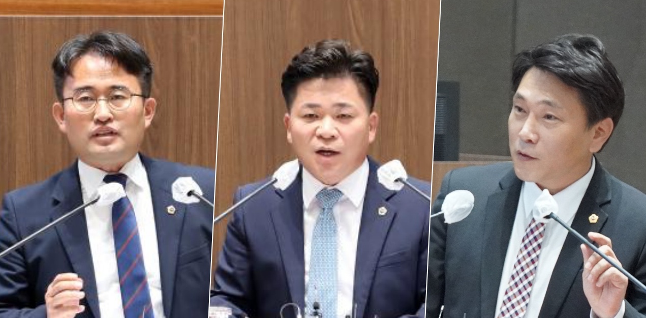 (왼쪽부터) 안장헌, 김민수, 안종혁 의원. 도의회 제공 재편집.