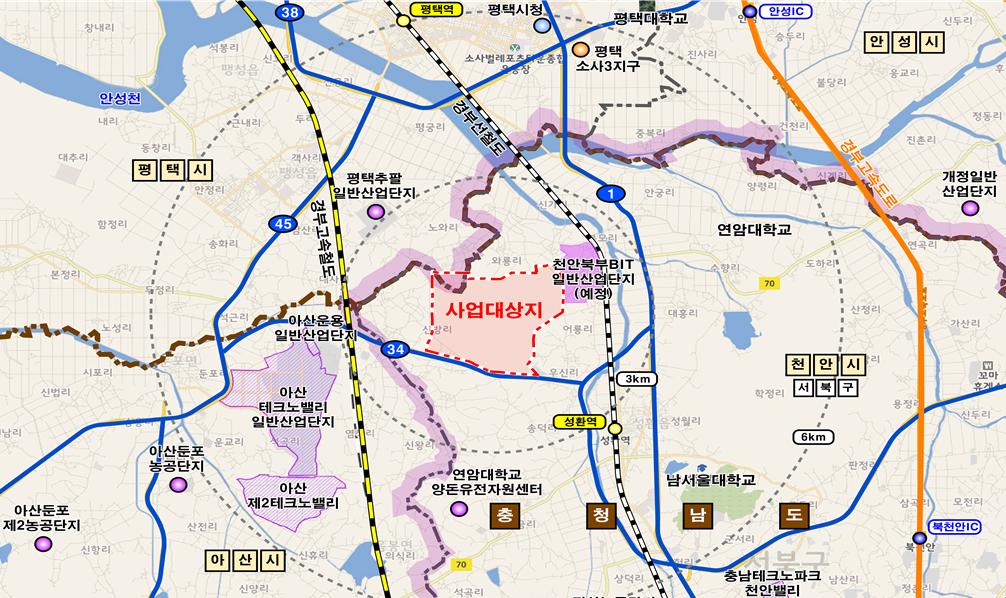 천안 성환종축장 위치도. 충남도 제공.