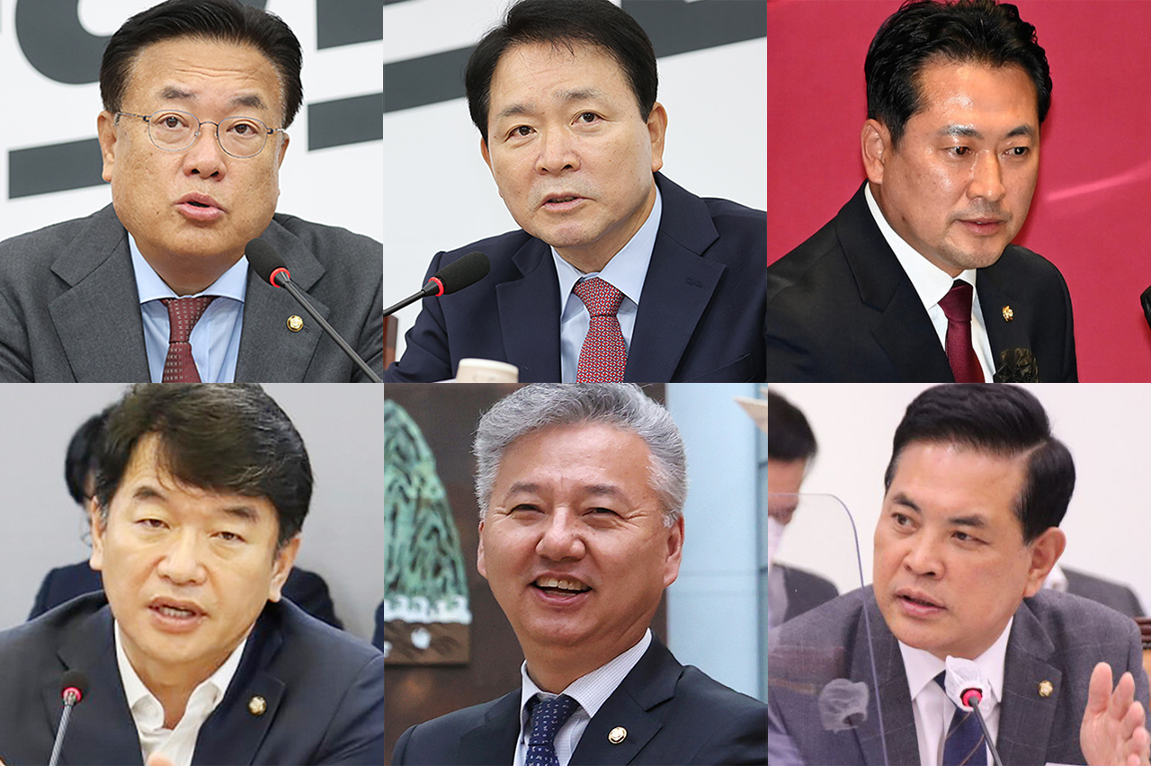 윗줄부터 시계방향으로 정진석·성일종·장동혁 국민의힘 의원, 박영순·홍성국·문진석 더불어민주당 의원.