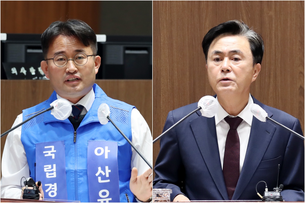 안장헌 충남도의원이 29일 김태흠 충남지사를 대상으로 한 도정질문에서 